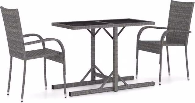 Set Salotto da Giardino Moderno in Polyrattan e Vetro Grigio Antracite