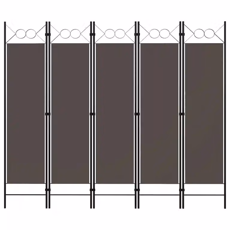 Paravento a 5 Pannelli vidaXL Antracite con Design Geometrico Moderno L: 200 cm, H: 180 cm