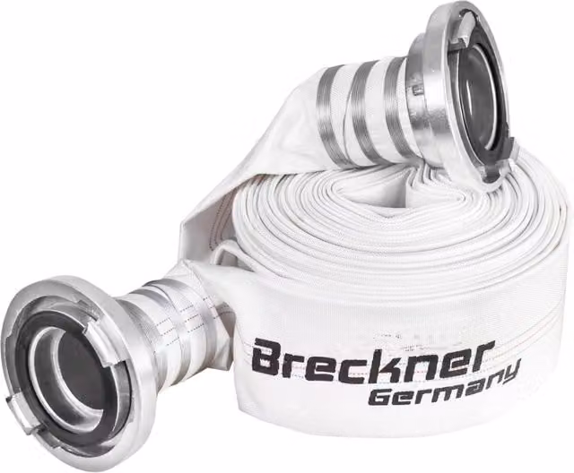 Tubo flessibile per irrigazione e pompaggio Breckner Germany in PVC bianco con connettore in alluminio, 4 pollici, Lunghezza: 30 m, max 10 bar