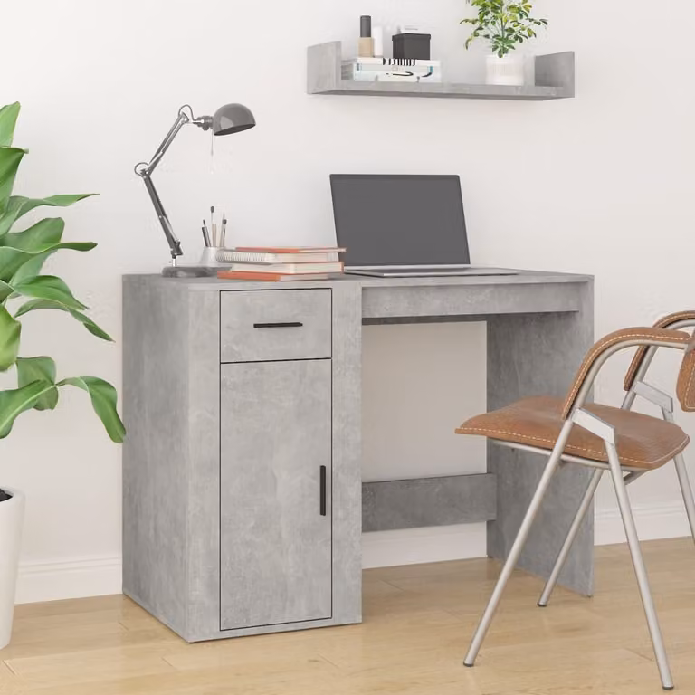 Scrivania moderna vidaXL in legno e MDF, colore grigio, L 100 x P 49 x H 75 cm