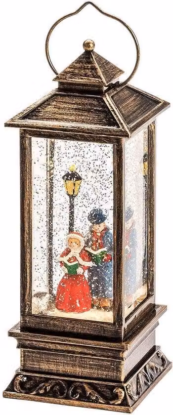 Lanterna a LED in stile Charles Dickens, marca Unyqoos®, realizzata in ottone, con luce LED bianco caldo, a basso consumo energetico – lanterna decorativa per creare un'atmosfera suggestiva in interni