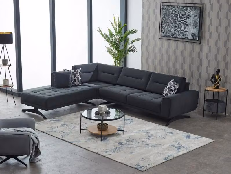 Stoffsofa Ecksofa L-Form Sofa Polstersofa Grau Couch Moderne Eck