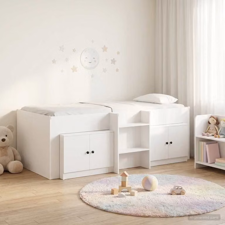 vidaXL Struttura Letto Loft con Scala e Mobile con Archiviazione, Bianco, L/P/H: 190 x 90 x 193 cm