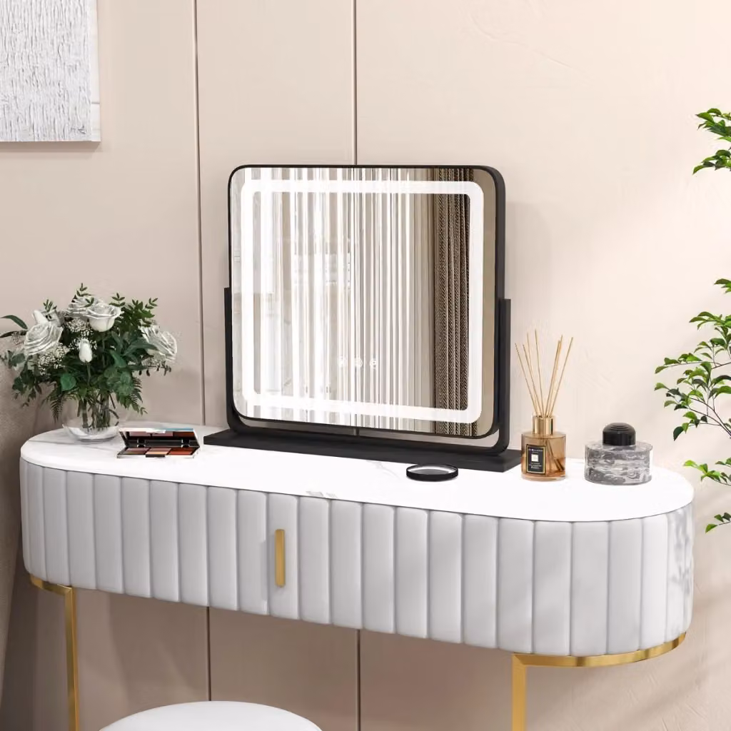 Specchio da tavolo Design Mania con illuminazione LED regolabile e rotazione a 360 gradi, Nero – 2