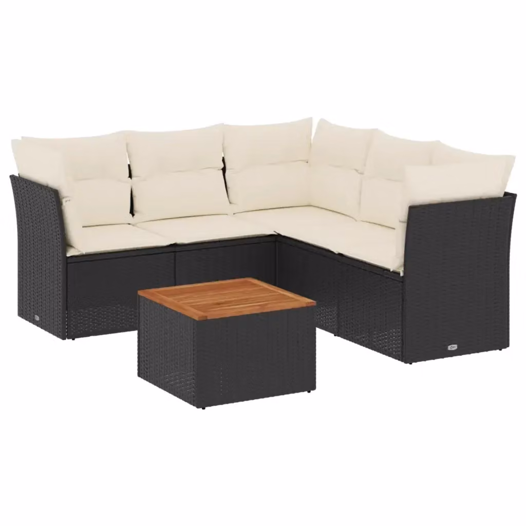 Set Divano da Giardino vidaXL 6 pz a L con Cuscini in Polyrattan e Colore Nero – 2