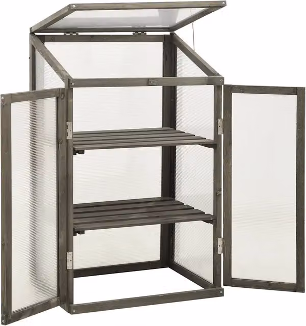 Serra in legno di abete e policarbonato grigio DESIGN IN con scaffalature, L: 60 cm, P: 45 cm, H: 100 cm