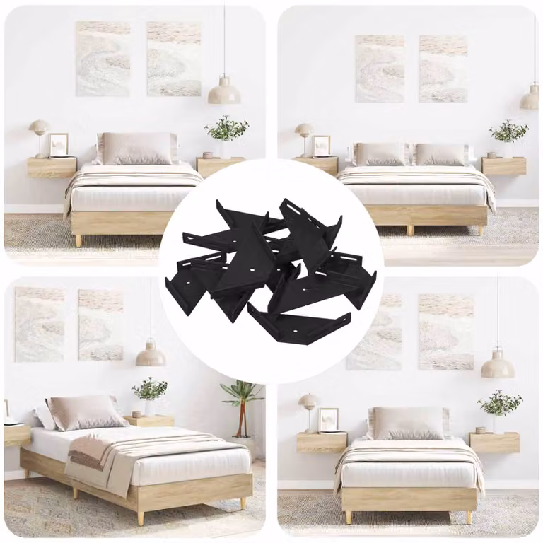 Staffa angolare vidaXL in ferro nero, confezione da 12 pezzi, L/P/H: 13,85 x 5,05 x 1,6 cm