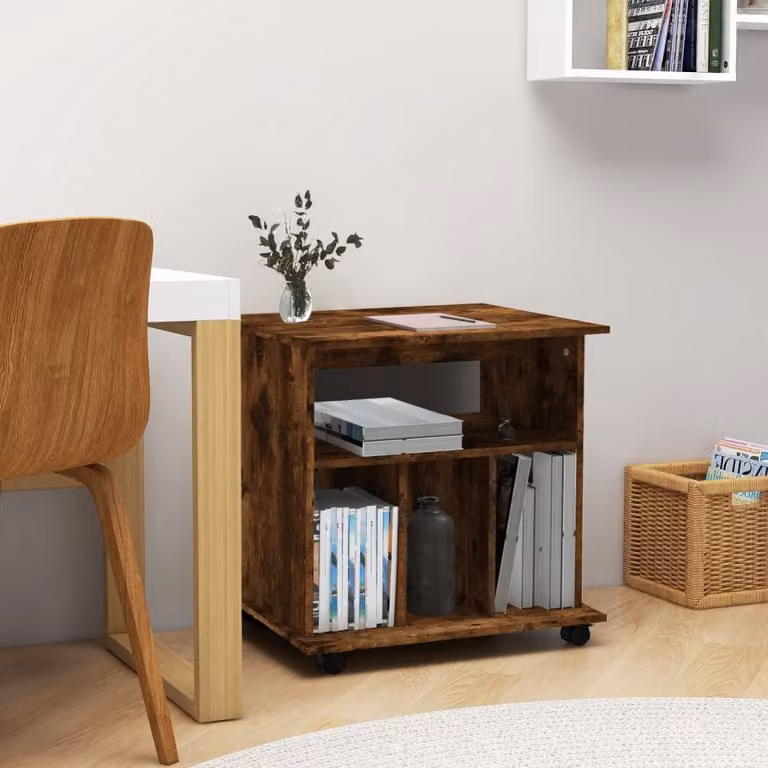 Armadietto con Ruote vidaXL in Legno Rovere Fumo, L 60 cm x P 45 cm x H 60 cm