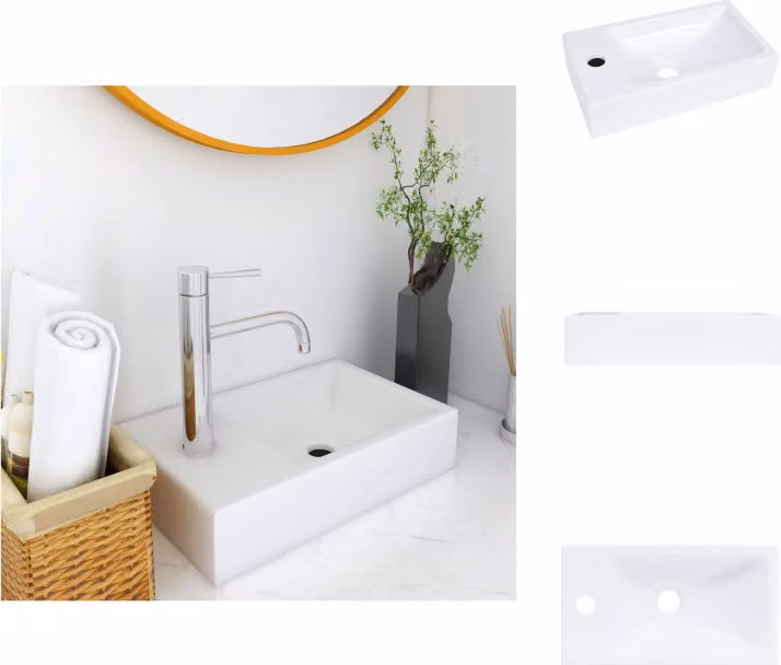 vidaXL Lavabo 400x220x90 mm SMC Bianco - Lavabo da bagno