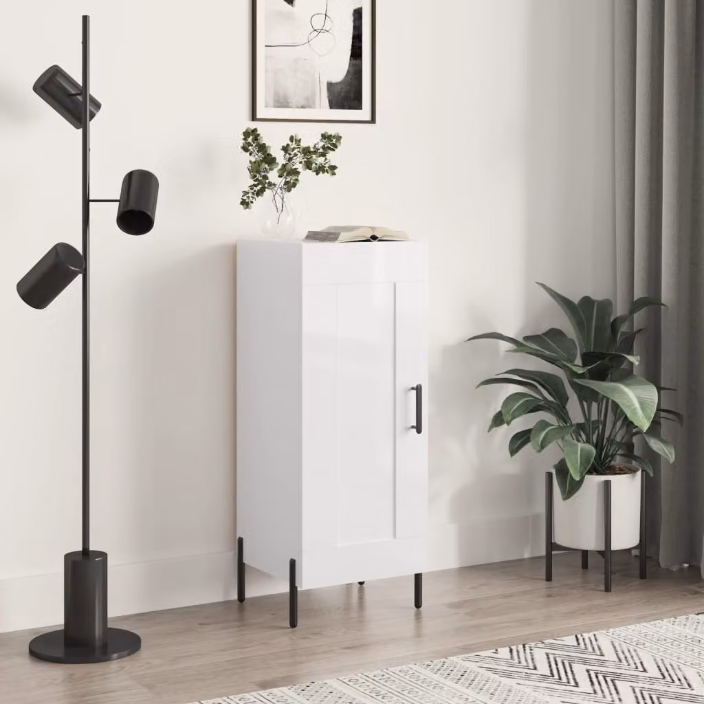 Credenza moderna vidaXL in legno multistrato e MDF bianco lucido L/P/H: 34,5 x 34 x 90 cm