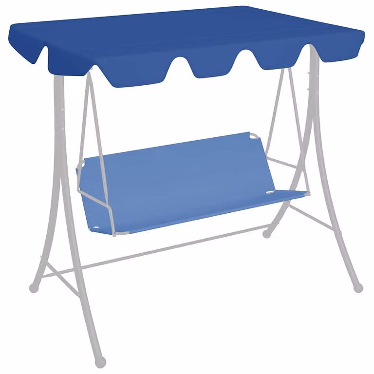 Baldacchino per dondolo da giardino vidaXL in poliestere rivestito in PVC, Blu, L/P/H: 188 x 168 x 145/110 cm
