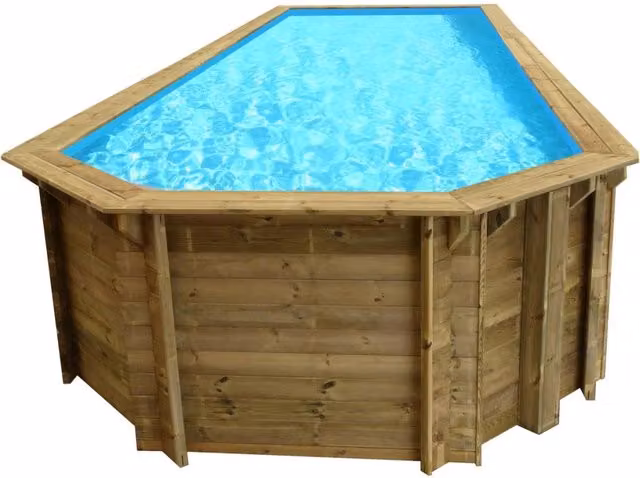 Piscina rettangolare in legno Lima Habitat et Jardin, colore marrone, L: 11,03 m, P: 3,70 m, H: 1,44 m