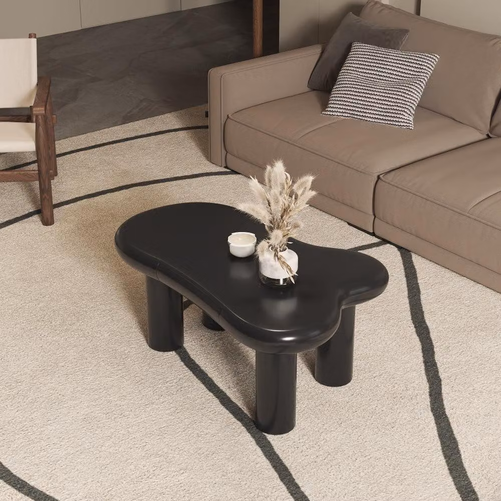Tavolino da salotto - design moderno a forma di nuvola - metallo bianco con pratici spazi di stoccaggio