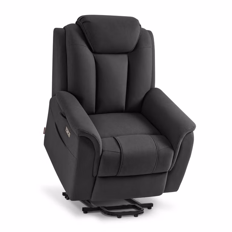 M MCombo Poltrona TV con funzione di sollevamento elettrica, 2 rotelle per la mobilità, massaggio e riscaldamento, poggiatesta regolabile, poltrona con funzione di sollevamento 7269MB