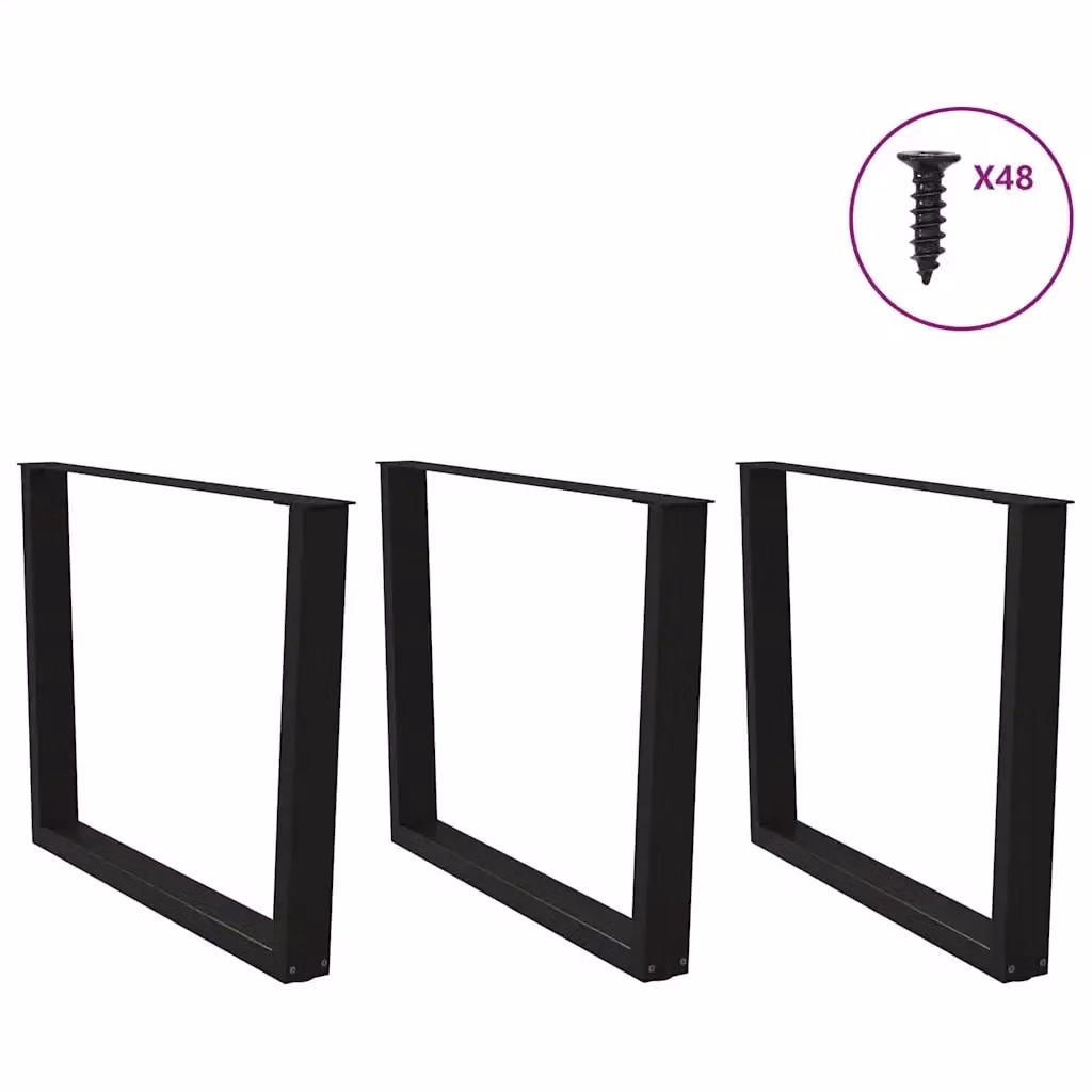 Set di 3 gambe per tavolo da pranzo a forma di X vidaXL in metallo nero laccato H: 72-73,3 cm x L: 100 cm