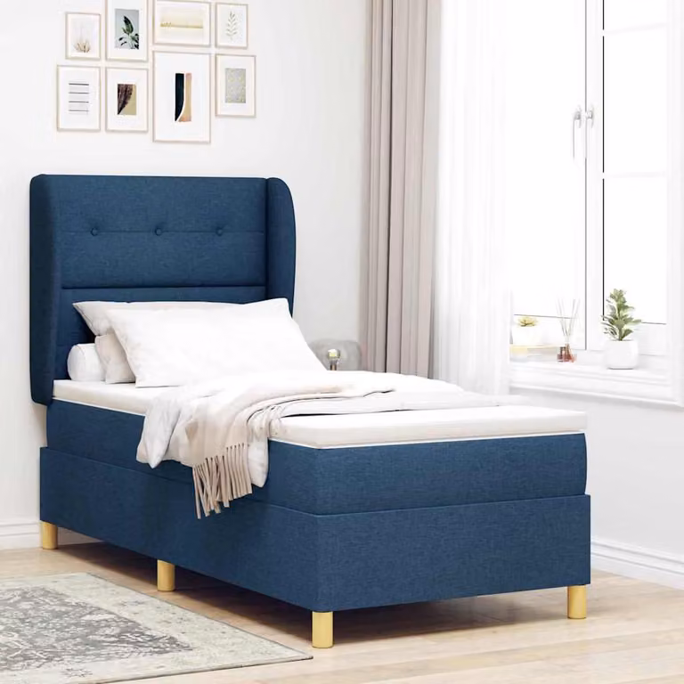 Maison Exclusive - Letto boxspring con testiera blu 200 x 80 cm in tessuto