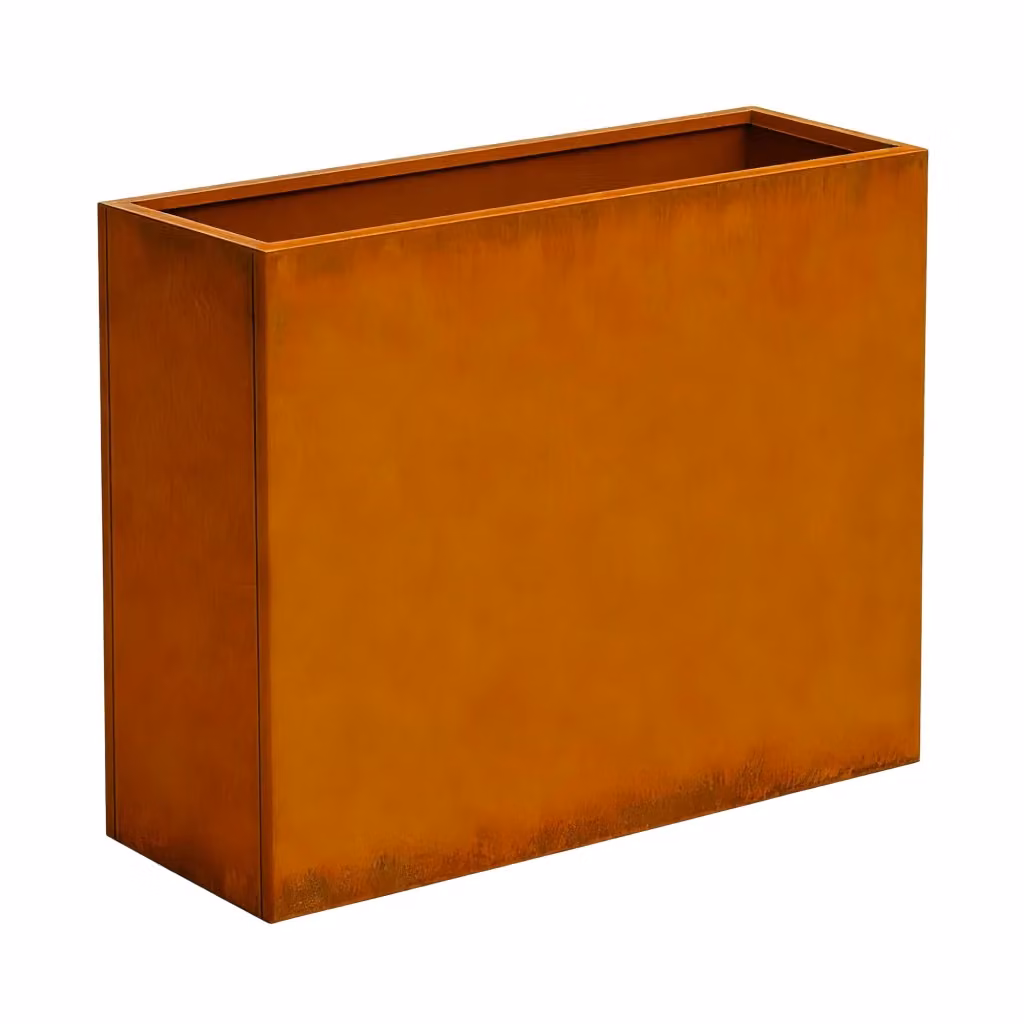 Fioriera Vaargel casa.pro in acciaio Corten marrone ossidato, forma rettangolare, L: 90 cm, P: 82 cm, H: 30 cm – 2