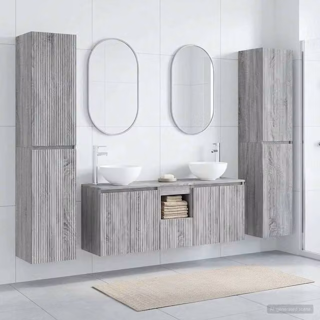 Set di mobili per il bagno 5 pz Sonoma grigio 3406029