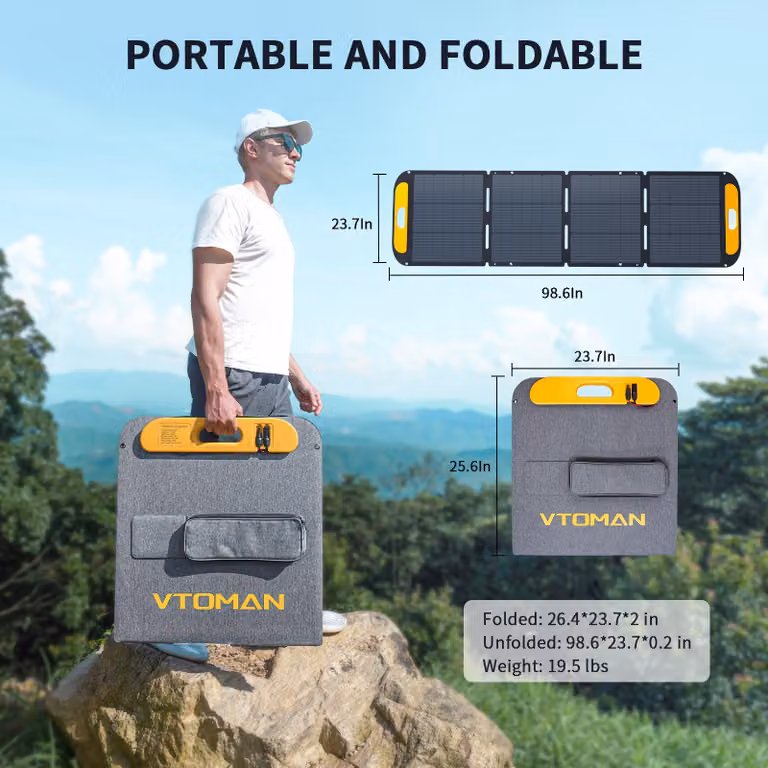 Kit di pannelli solari portatile - 200 W, 48 V - Silicio monocristallino