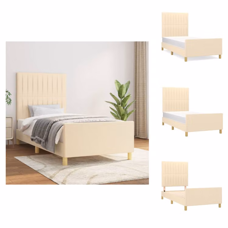 vidaXL Struttura letto con testiera in tessuto crema 90x190 cm - Letti e strutture letto