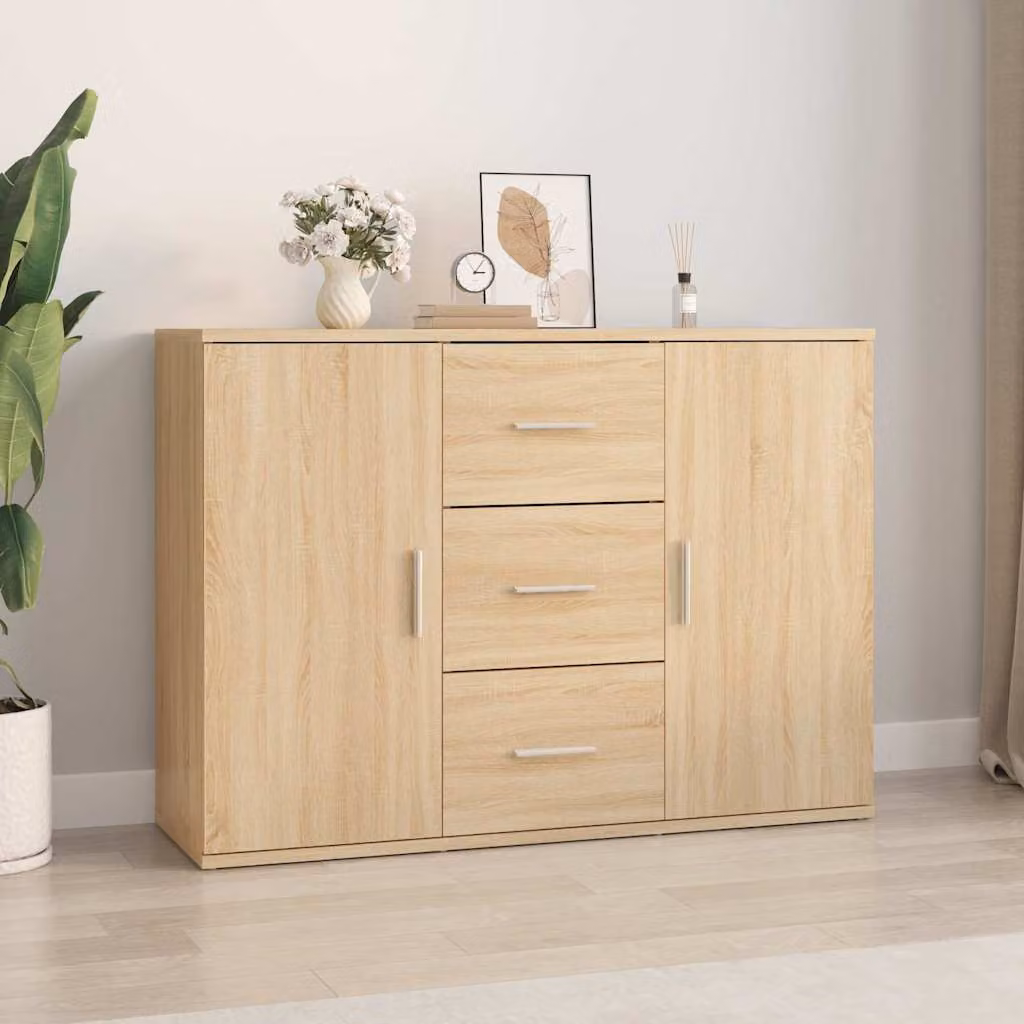 Credenza vidaXL in Rovere Sonoma e Legno Multistrato, L 91 x P 29,5 x H 65 cm