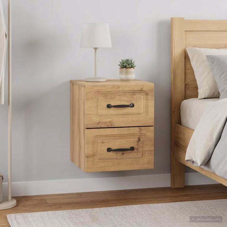 Set di 2 comodini sospesi vidaXL in stile moderno colore marrone opaco L/P/H: 34,5 x 17,4 x 33,0 cm