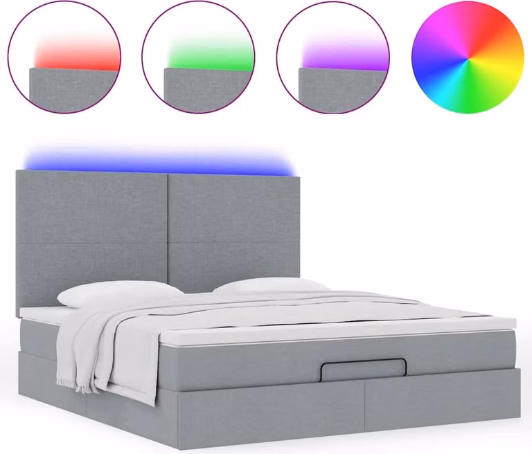 Struttura Letto Pouf con Materasso 180x200 cm in Tessuto