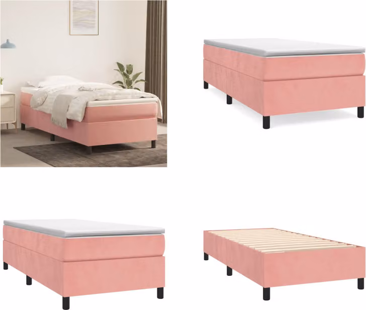 vidaXL Letto a molle rosa 80x200 cm in velluto - Letto a molle - Letti a molle - Letto - Mobili da camera da letto