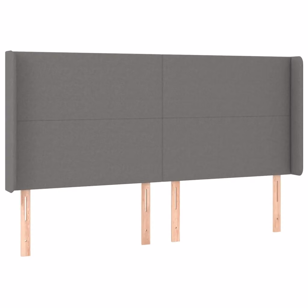 Testiera ad orecchio Design Mania in tessuto grigio con struttura in legno di larice, L: 203 cm, P: 16 cm, H: 118/128 cm – 2