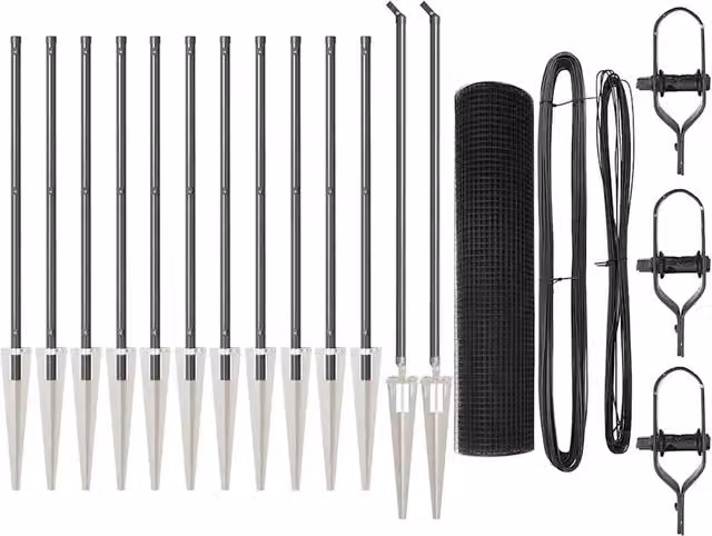 Recinzione da giardino in rete saldata con punte in acciaio e rivestimento in PVC grigio per installazione interrata