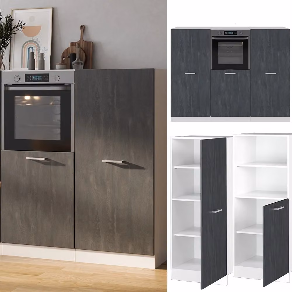 Cucina componibile moderna Vicco R-Line Calce nera e Bianco L: 180 cm – 2