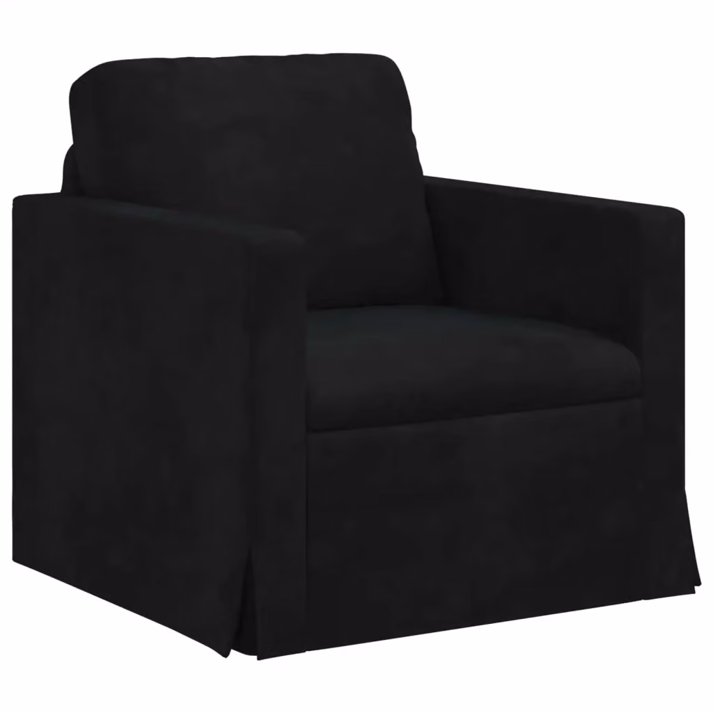vidaXL Divano Moderno in Velluto Nero con Struttura in Metallo L: 78 cm, P: 78 cm, H: 80 cm – 2