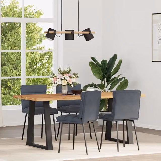 Set di 4 sedie da pranzo moderne vidaXL in velluto grigio con struttura in metallo e legno – 1