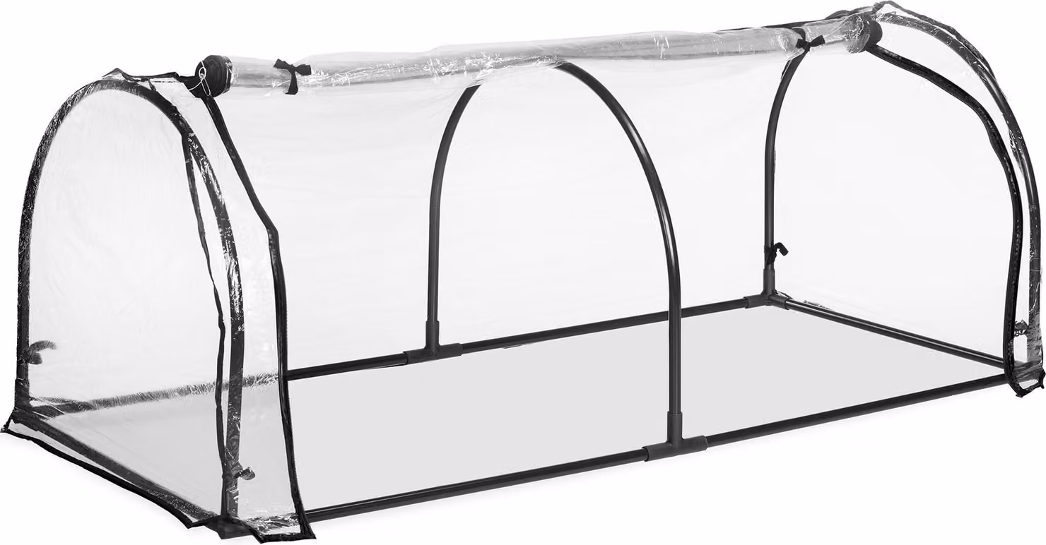 Serra da semina Relaxdays, serra per la coltivazione, dimensioni: 50 x 130 x 60 cm, serra a tunnel con sportello, PVC, trasparente/nero