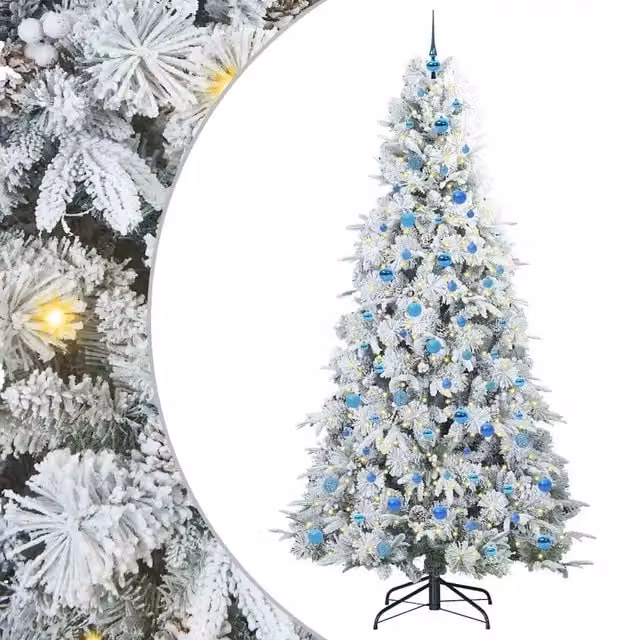 Albero di Natale Artificiale-Albero Natalizio con Rami Pieghevoli Bianco 240 cm 473132
