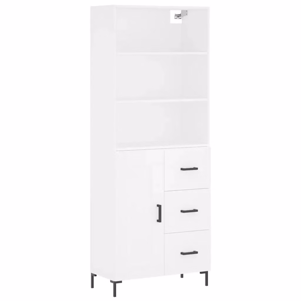 Credenza Buffet Design Mania Bianca per Cucina e Sala da Pranzo in Legno e Metallo L/P/H: 69,5 x 34 x 180 cm – 2