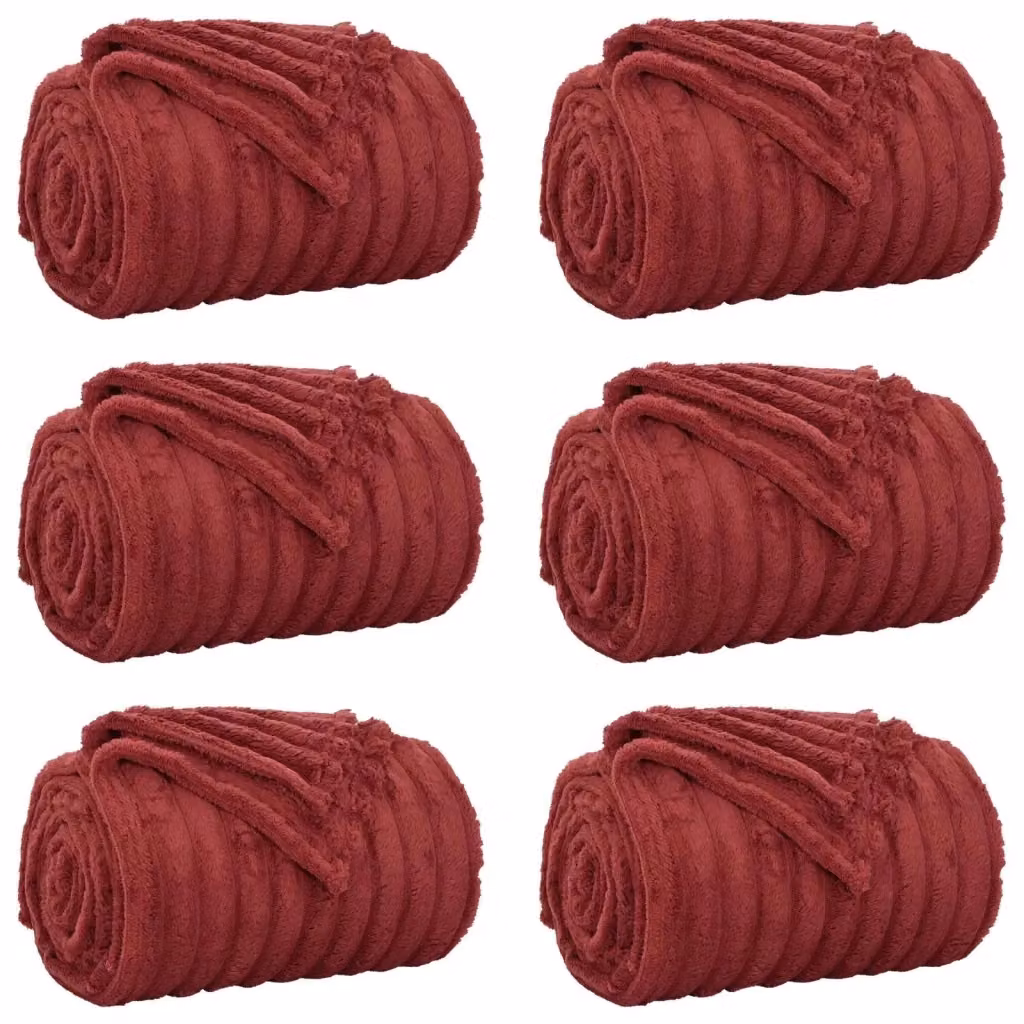 Set di 6 coperte in pile vidaXL colore rosso, L 240 cm x P 220 cm – 2