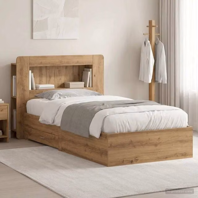 Letto moderno con contenitore vidaXL in legno Rovere, L 90 x P 200 cm