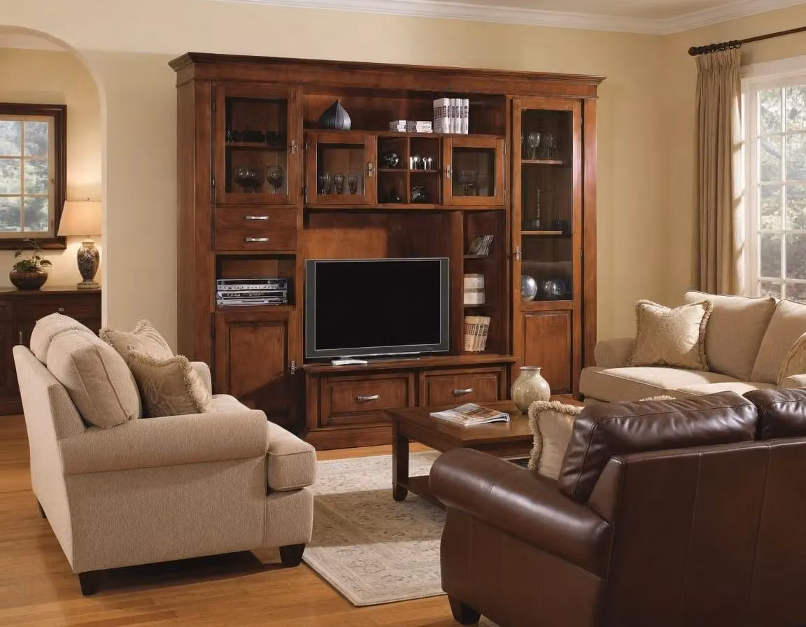 Parete attrezzata porta TV Arte Povera Mobili 2G in legno color noce L: 283 cm, P: 55 cm, H: 231 cm – 3