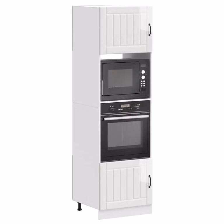 Set di 2 armadi per forno vidaXL Lucca bianchi lucidi in legno multistrato e MDF