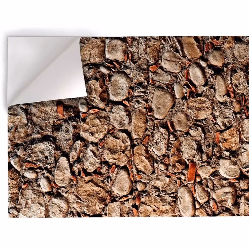 Pellicola adesiva in PVC Signorbit effetto pietra e cocci marrone finitura opaca L: 100 cm, P: 500 cm – 2