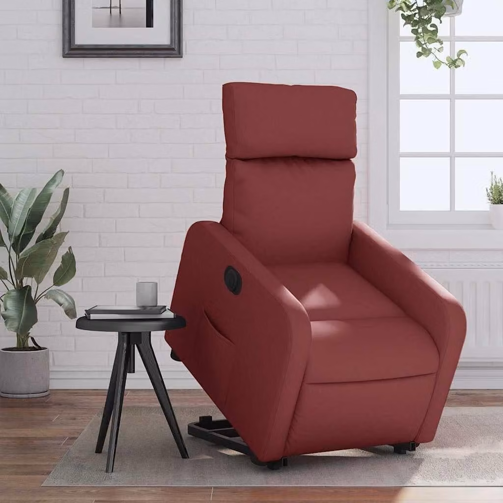 Aiuto per alzarsi - Poltrona elettrica per la televisione - Lettino - Poltrona relax - Ecopelle color rosso vino