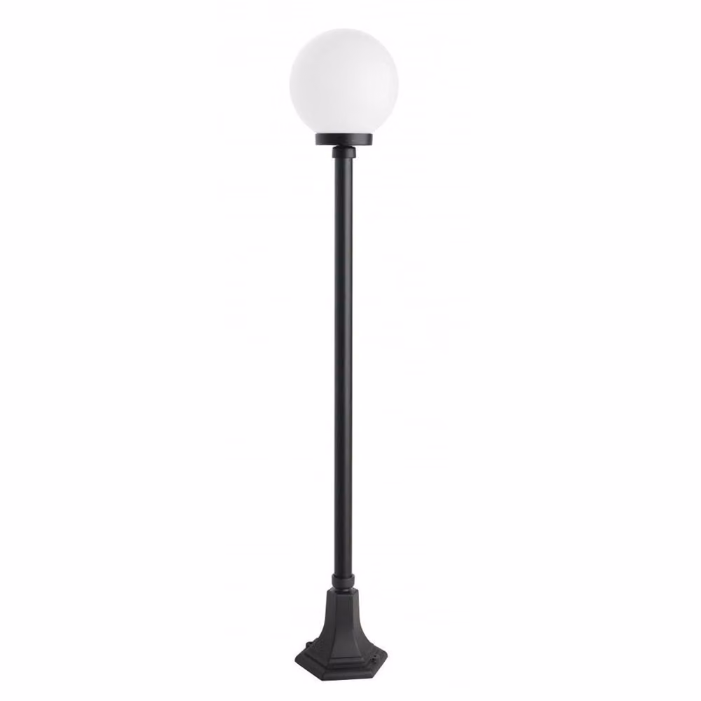 Lampada da giardino 148 cm sfera bianca o fumé 20 cm 1xE27 nero IP43 SU-MA KULE K 5002/1/KP 200