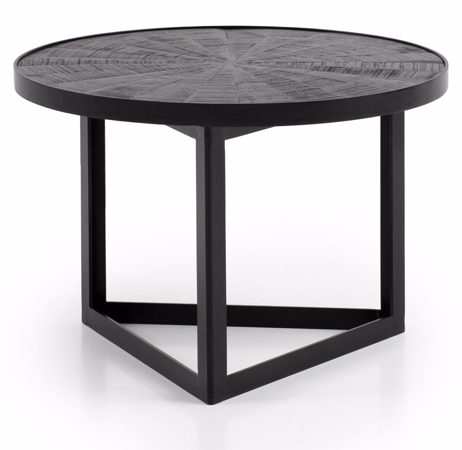Tavolino 58x58x40 cm in legno massiccio di mango / metallo nero Tavolo da divano rotondo | Wohnling
