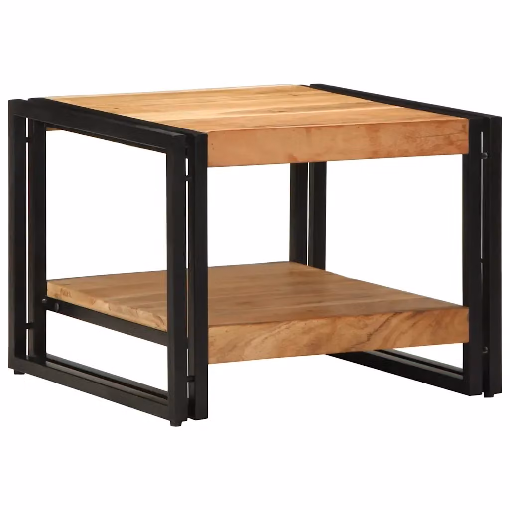 Tavolino da salotto quadrato vidaXL in legno di acacia e metallo marrone L/P/H: 50 x 50 x 38 cm – 2