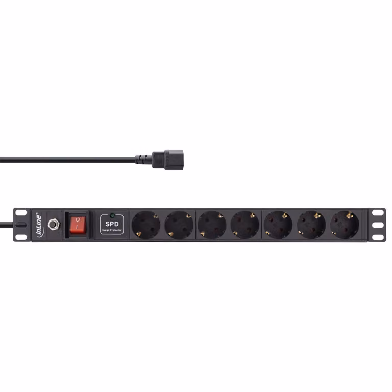 InLine - Presa multipla (montabile su rack) - 2500 Watt - ingresso, ingresso IEC 60320 C14 - connessioni di uscita: 7 (7