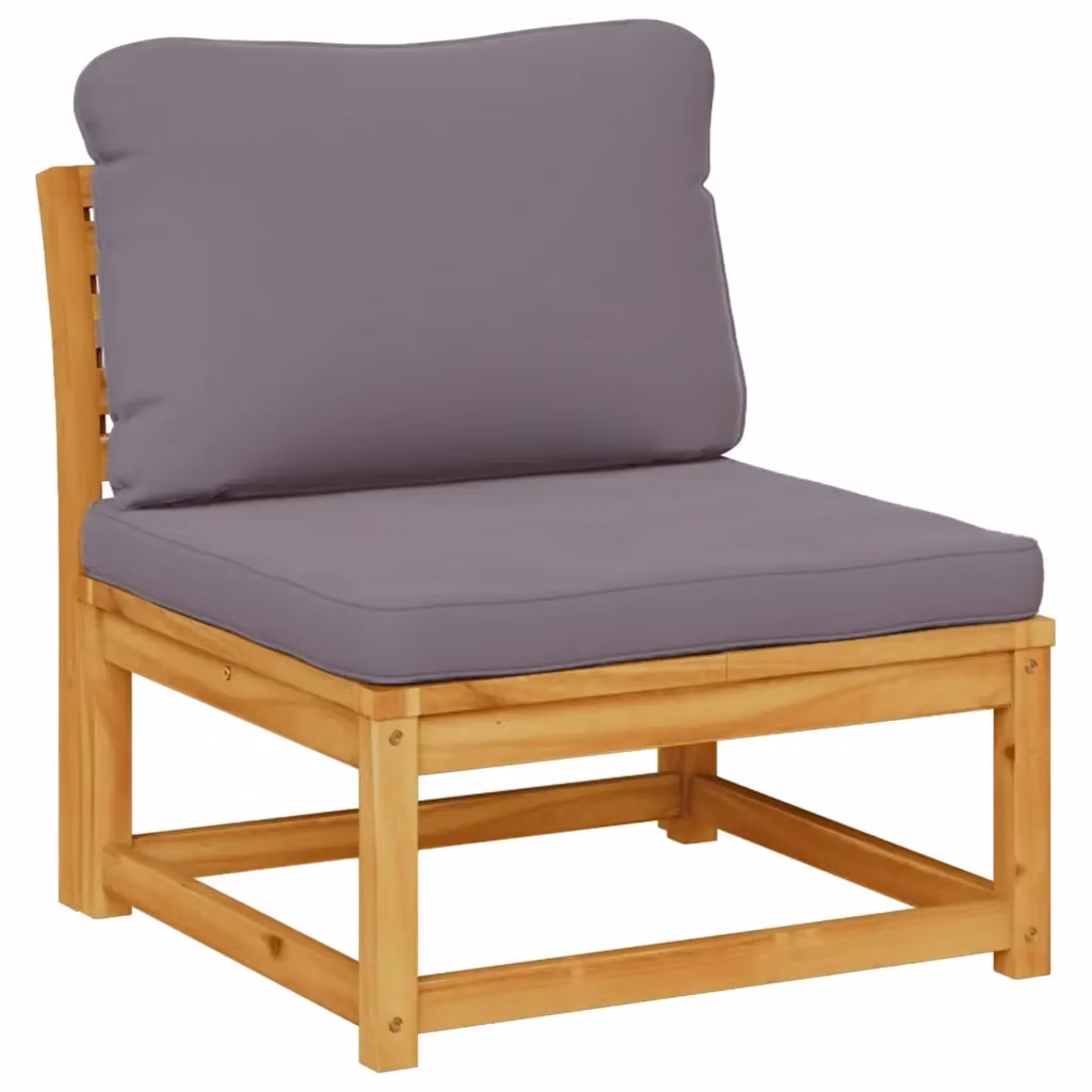 Divano da giardino moderno vidaXL in legno di acacia oliato con cuscini grigi – 2