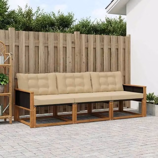 Set di divani da esterno 3 pz Naturale e Beige 3381209