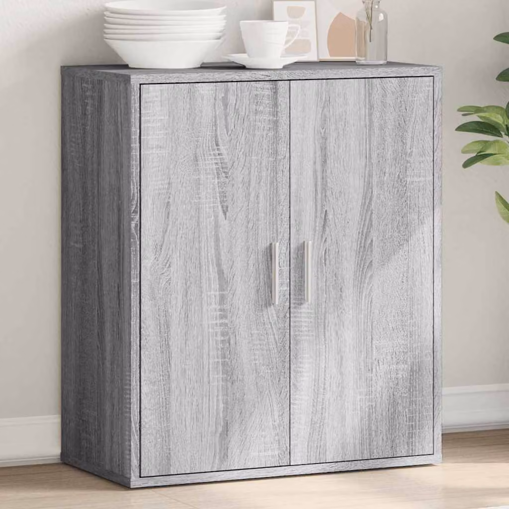 Credenza vidaXL in legno multistrato e MDF, stile rustico, colore grigio, L 79 cm x P 38 cm x H 80 cm