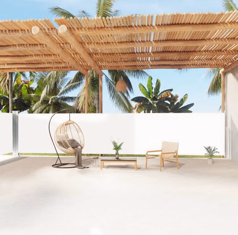 The Living Store Tenda laterale estensibile Crema 160x1200 cm